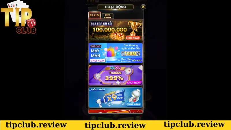 Các sự kiện phát Giftcode Tipclub hiện nay
